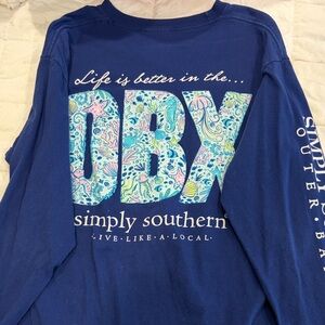 Simply Southern Kids Navy and Pastel Long Sleeve Tee
